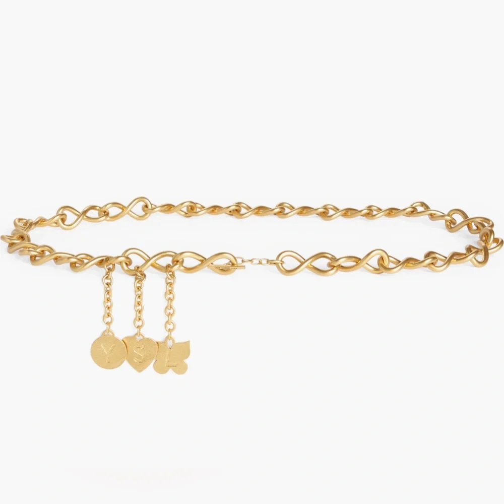 NWT • SAINT LAURENT • Chain Infinity Charm Belt • Gold • Size 85 • Luxury